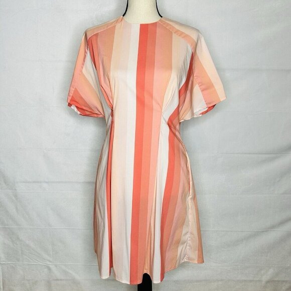 Pearl by Lela Rose Sheath Dress Womens Sz 4 Flutter Sleeve Pockets Pink Coral - Picture 1 of 10